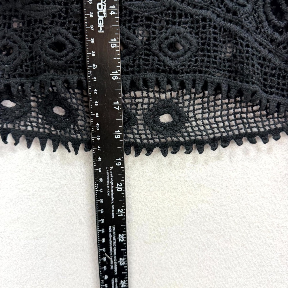 Ultra Pink Crochet Lace Details Cropped Blouse Top Womens S Black Scalloped Trim - Picture 4 of 7